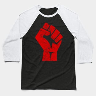 Big Red Raised Fist Salute of Unity Solidarity Resistance Baseball T-Shirt